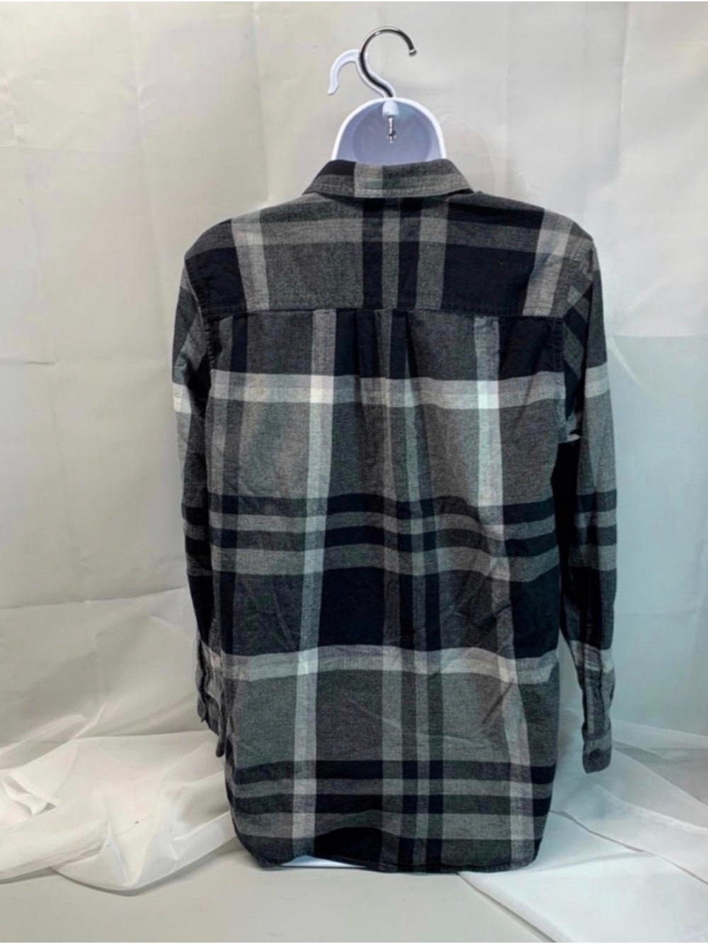 Eddie Bauer Black and Gray Plaid Button-Down Shirt - Picture 2 of 3